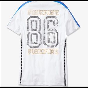 🆕 PINK CAMPUS BLING SHORT SLEEVE SHIRT